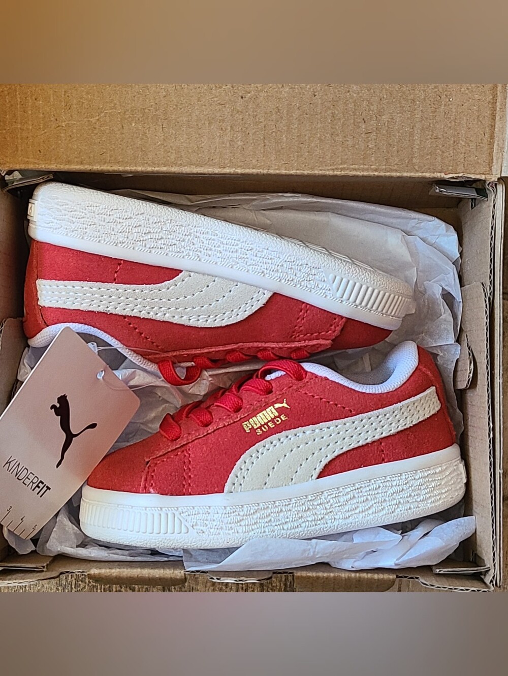 Puma Kids' Suede Red & White Casual Sneakers